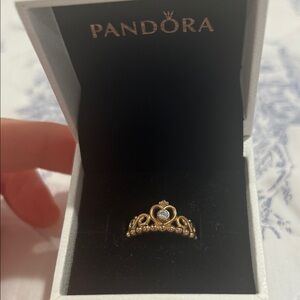 Pandora Gold and Silver Heart Crown Ring